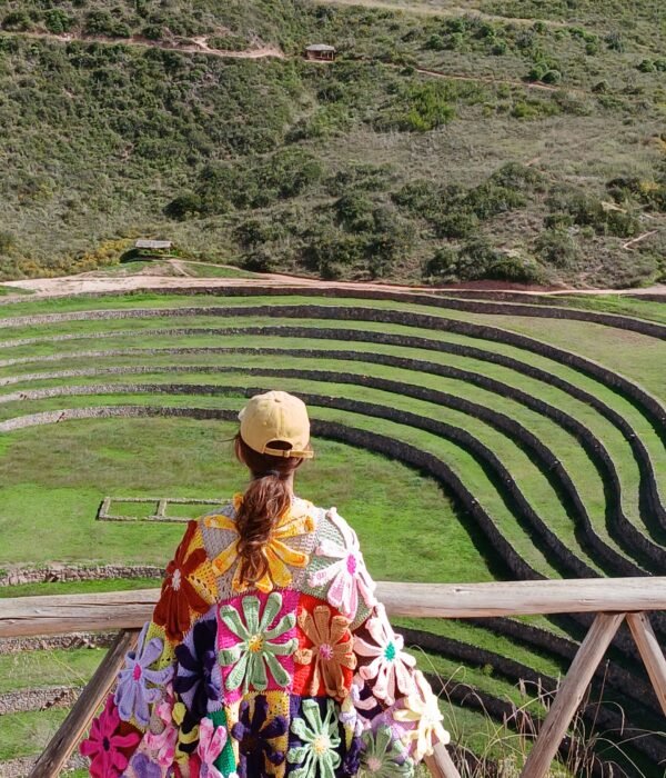 Andes Hike at Moray Inca terraces in Peru
