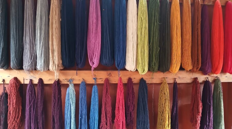 Colorful Andean textiles during the Sacred Valley Tour